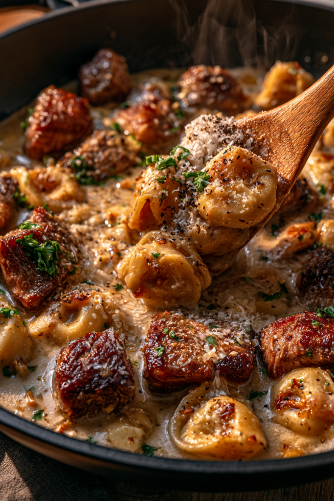 Cracked Garlic Steak Tortellini in Creamhouse Sauce