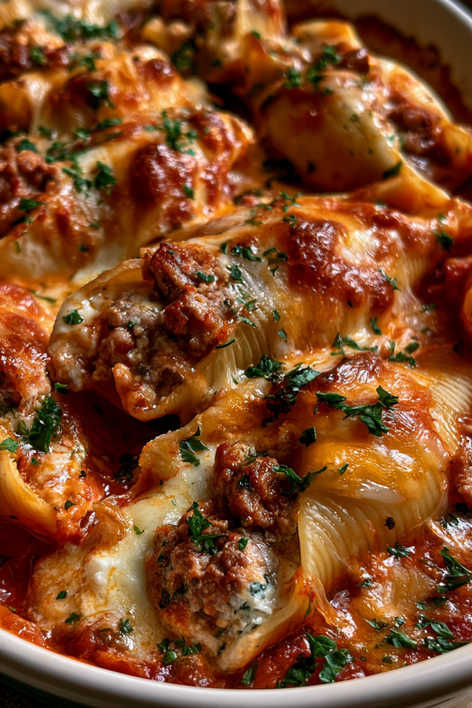 Creamy Cheesy Beef Stuffed Shell Pasta