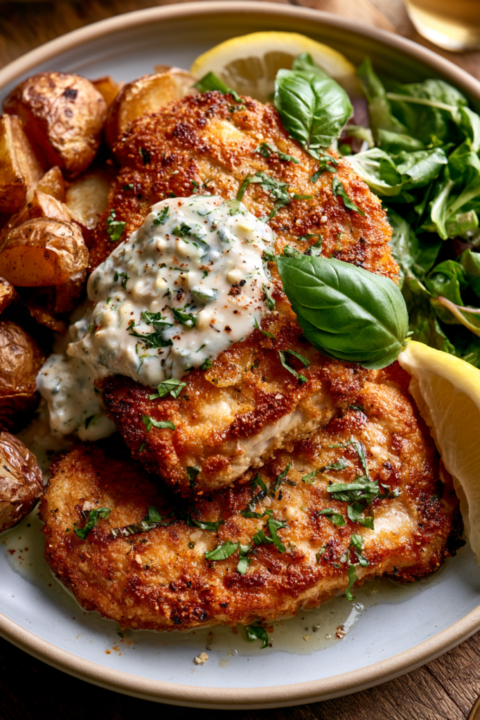 Crispy Basil Chicken Cutlets with Garlic Feta Cream 7 Delicious Tips