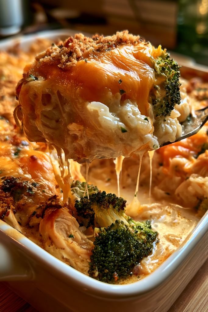 Easy Chicken Casserole with Rice, Broccoli & Cheddar