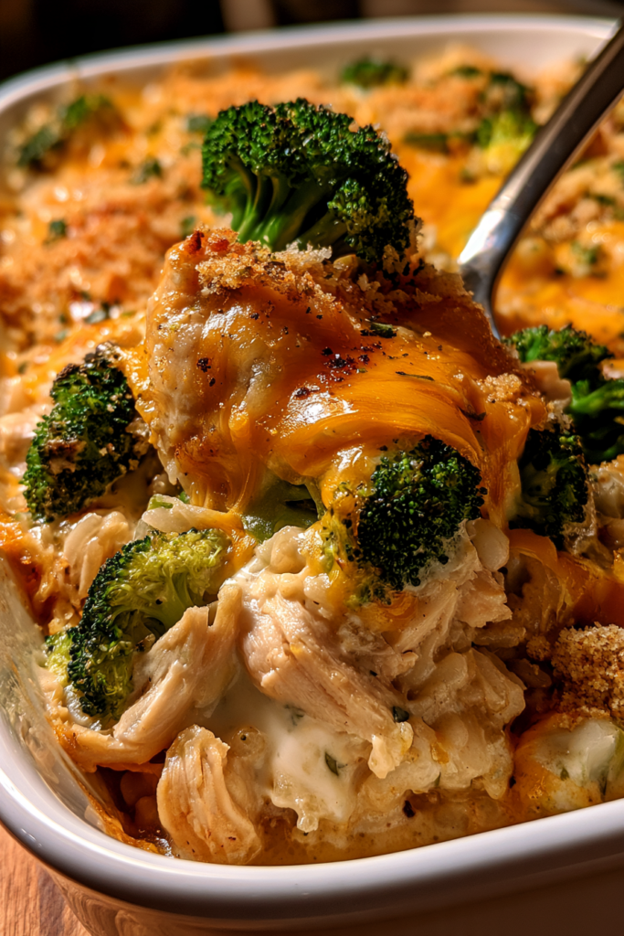 Easy Chicken Casserole with Rice, Broccoli & Cheddar