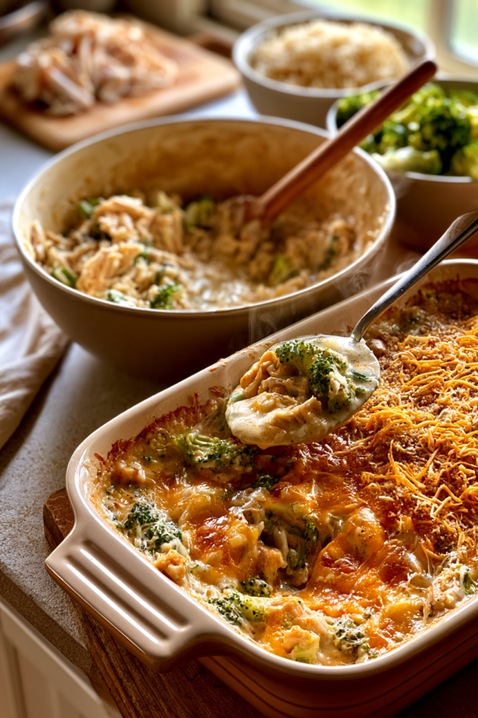 Easy Chicken Casserole with Rice, Broccoli & Cheddar