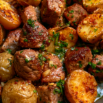 Garlic Butter Steak Bites and Potatoes
