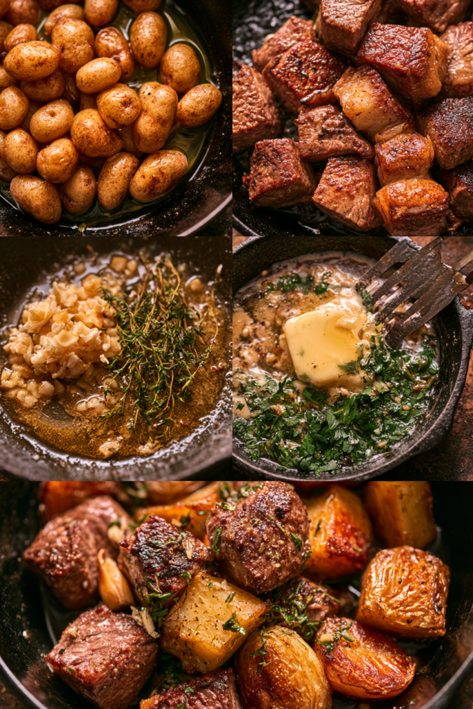 Garlic Butter Steak Bites and Potatoes