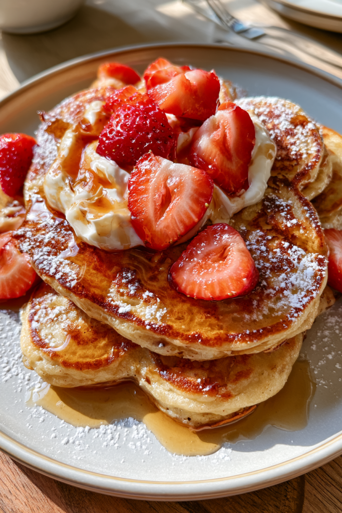 Heart-Shaped Strawberry Pancakes