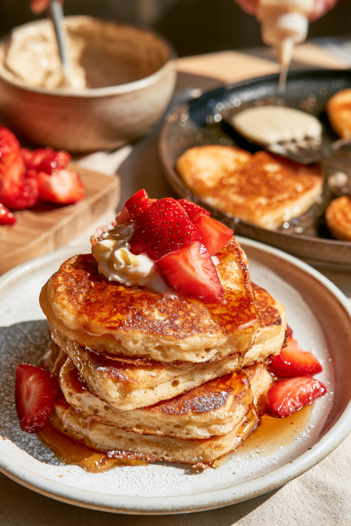 Heart-Shaped Strawberry Pancakes