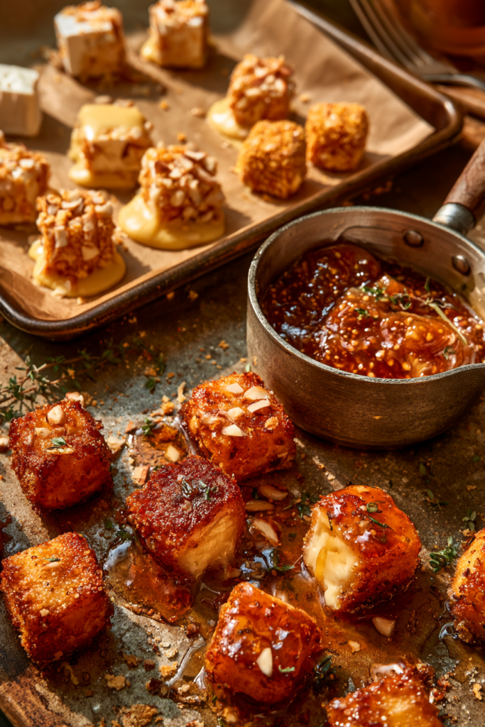 Mediterranean Almond-Crusted Brie Bites with Fig Honey Glaze