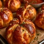 Pumpkin-Shaped Cheesy Bread Bites